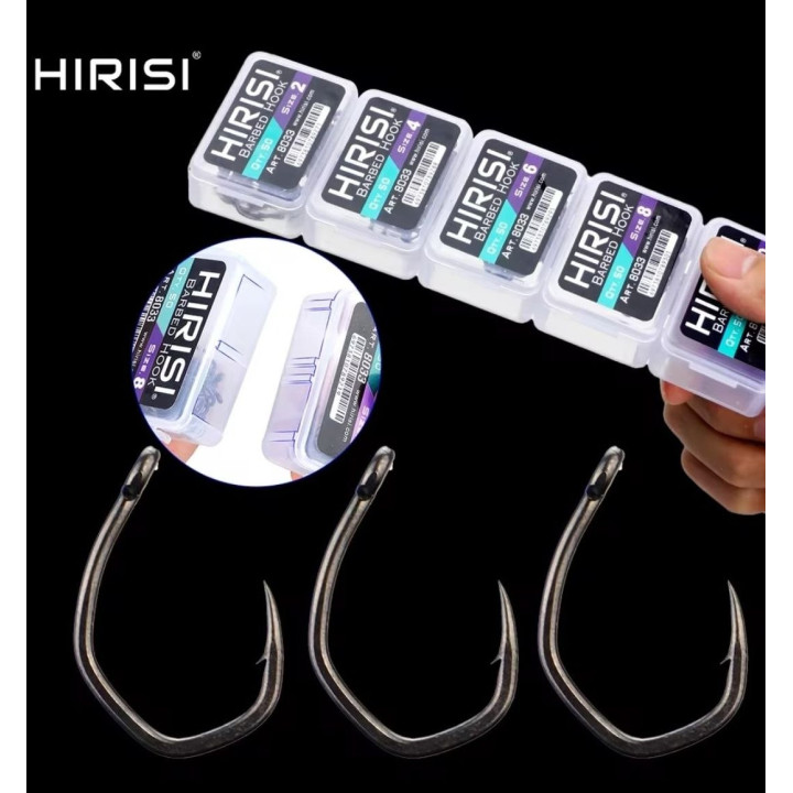 Крючки HIRISI Barbed Hook  (50 шт) для карповой ловли