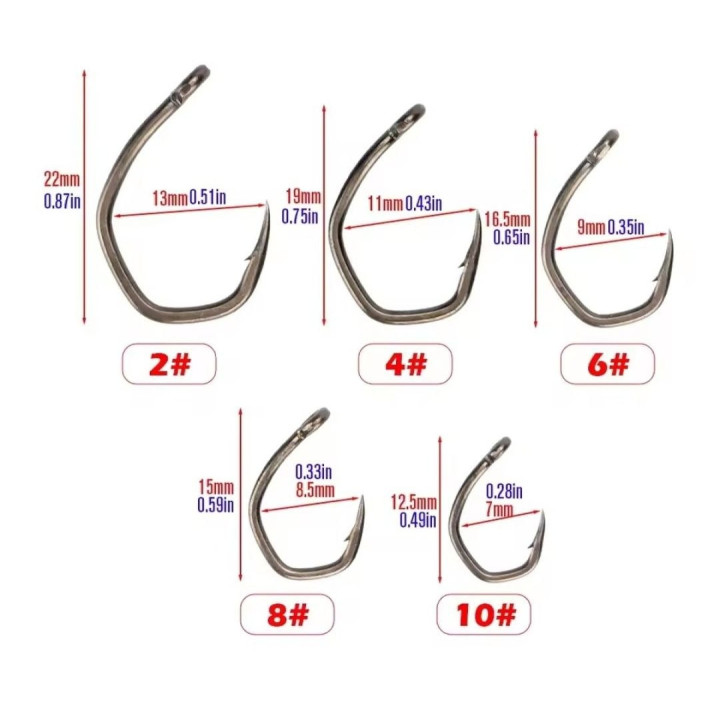 Крючки HIRISI Barbed Hook  (50 шт) для карповой ловли