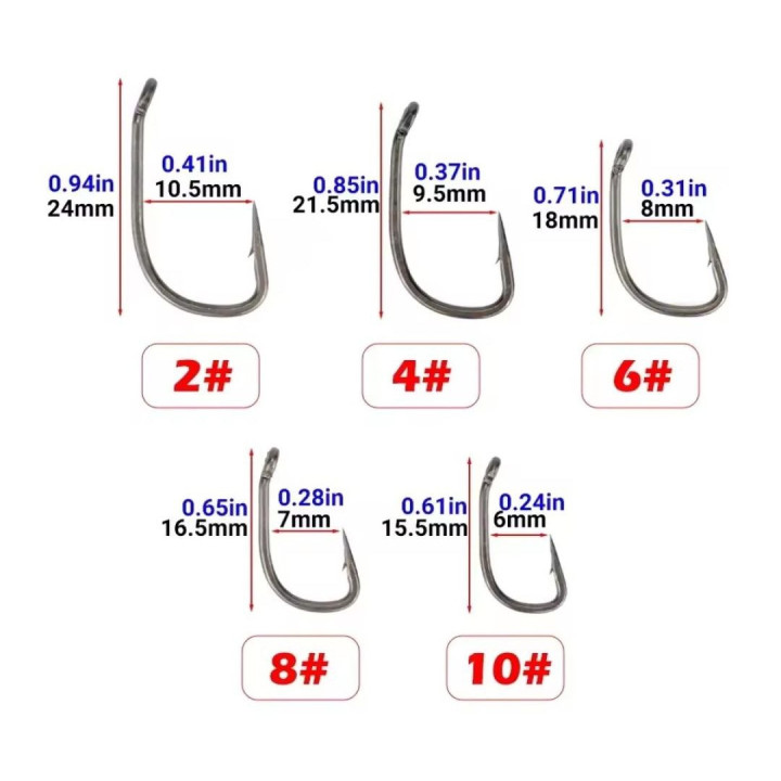 Крючки HIRISI Barbed Hook  (50 шт) для карповой ловли