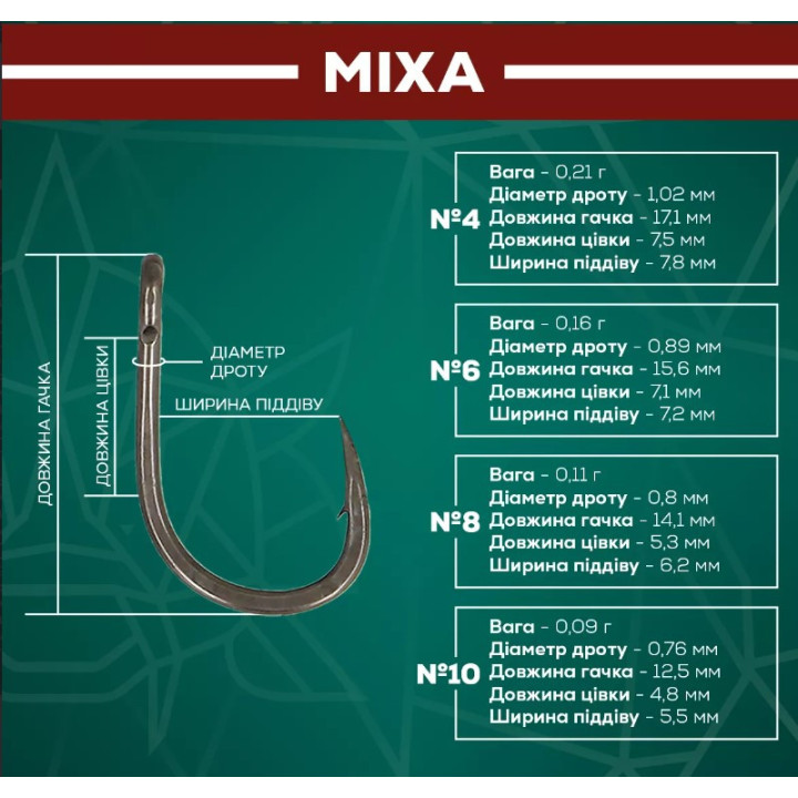 Гачок GC G.Carp Mixa TF №10 (10шт)