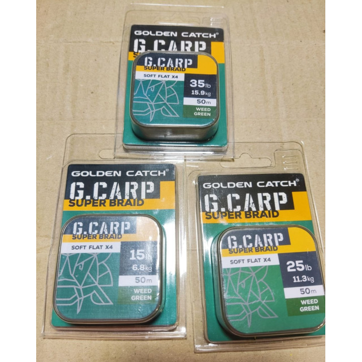 Повідковий матеріал GC G.Carp Super Braid Soft Flat X4 50м  Weed Green