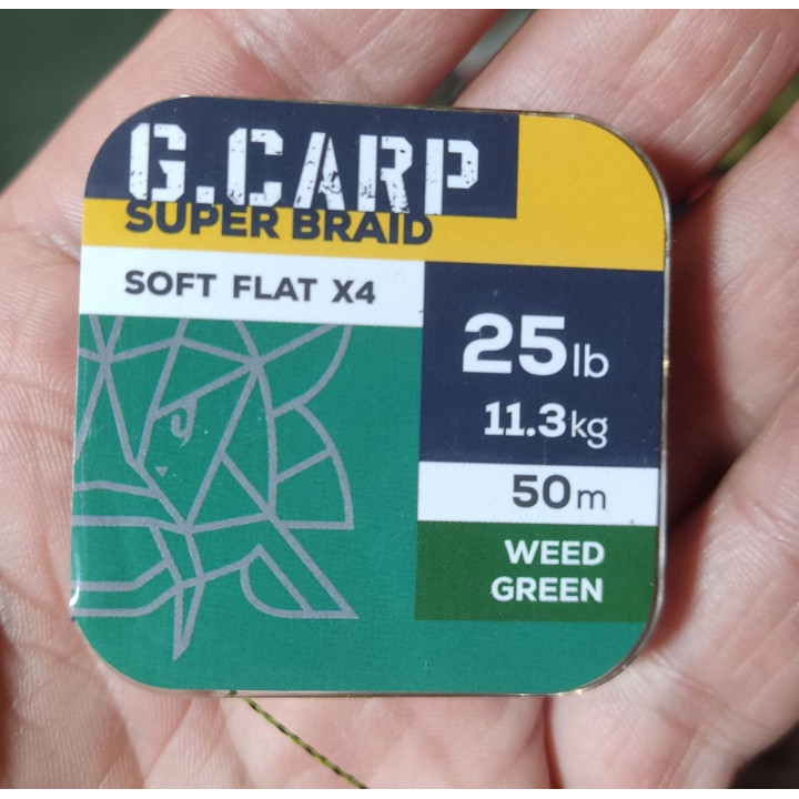 Повідковий матеріал GC G.Carp Super Braid Soft Flat X4 50м  Weed Green