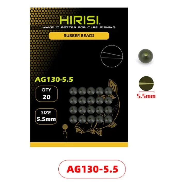 HIRISI резиновые бусины 5.5 мм AG130, 20 шт для карпфишинга