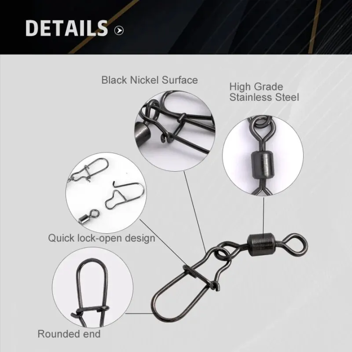 Набір вертлюгів із застібками 50 шт. 5 розмірів для риболовлі