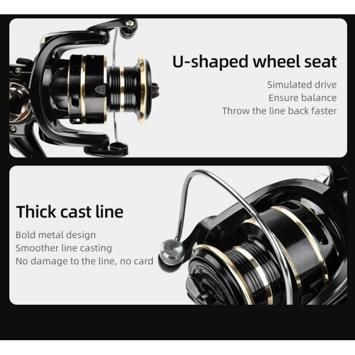 Катушка безынерционная DEUKIO (NX) с металлической ручкой и тормозом 10 кг