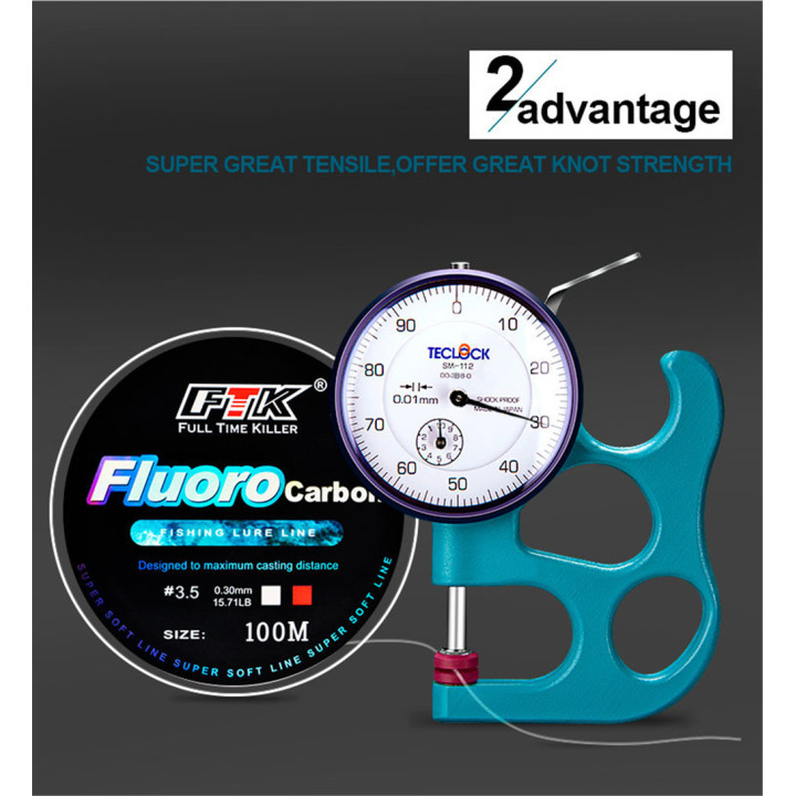 Флюорокарбоновая леска FTK Fluoro Carbon 100м 0.23-0,50 мм