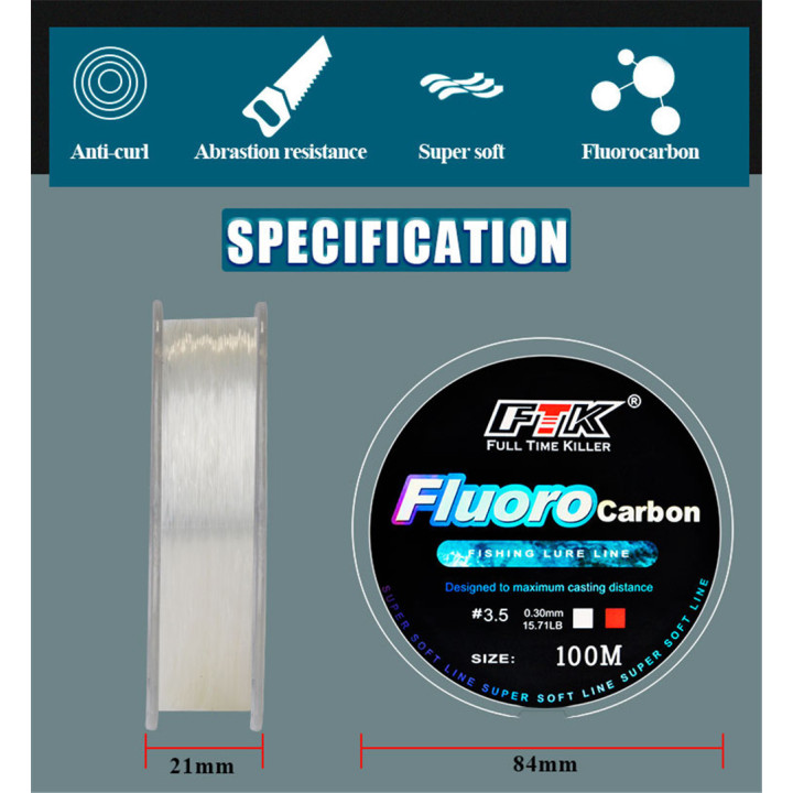 Флюорокарбонова волосінь FTK Fluoro Carbon 100м 0.23-0,50 мм